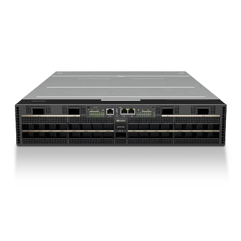 NVIDIA Q3200-RA Quantum-X800, Powered by the Quantum-3 ASIC, Two-Adjoining XDR InfiniBand Switches, 2U, with 36 XDR Ports over 18 OSFP cages per Switch, 4 Power Supplies (Power Cords Not Included), Standard Depth, Managed, C2P Airflow, Rail Kit, , with 1-year Service