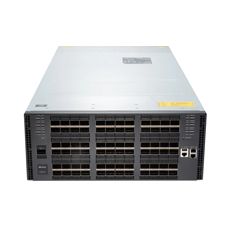 NVIDIA Quantum-X800 XDR InfiniBand Switch, Q3400-RA, 4U, 144 XDR Ports over 72 OSFP Cages, Powered by the Quantum-3 ASIC, 8 Power Supplies (Power Cords Not Included), Standard Depth, Managed, C2PAirflow, Rail Kit