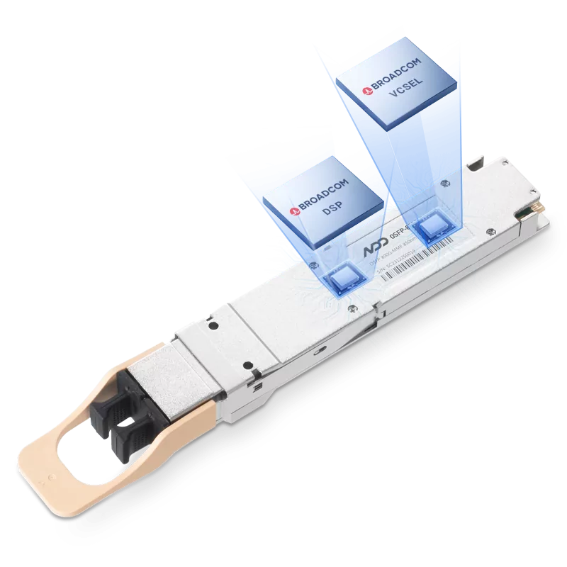 NVIDIA/Mellanox MMA4Z00-NS-FLT (980-9I51A-00NS00) Compatible 800G 2xSR4 OSFP RHS/Flat Top 8x100G PAM4 Broadcom DSP & Broadcom VCSEL 850nm 50m MMF DOM Dual MPO-12/APC InfiniBand NDR Optical Transceiver Module