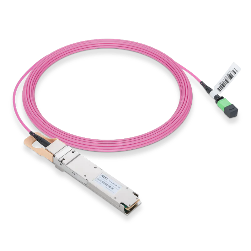 NVIDIA/Mellanox Compatible 400GBASE-SR4 OSFP RHS/Flat Top 4x100G PAM4 850nm 100m MMF DOM IB and Ethernet Liquid/Immersion Cooling Transceiver with 3m MPO-12/APC OM4 Erika Violet/Magenta Female Type A Pigtail