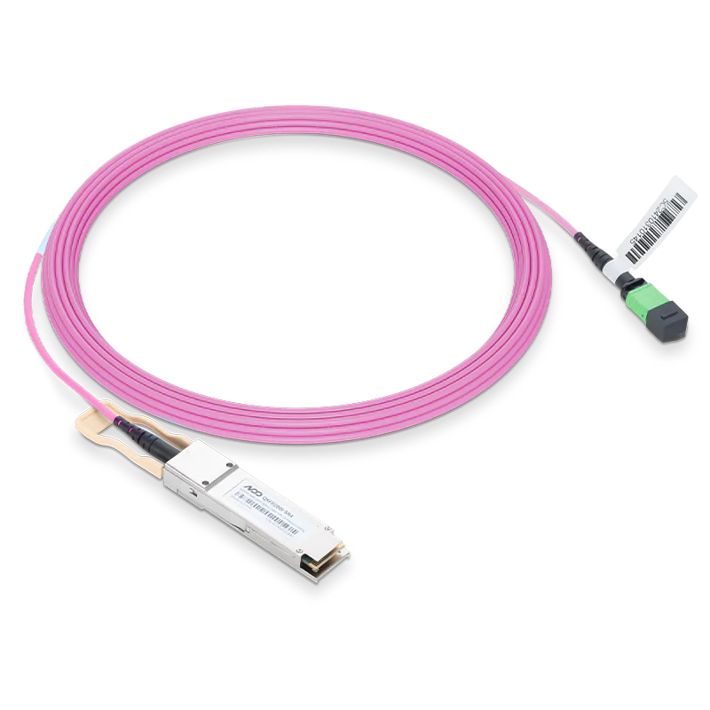NVIDIA/Mellanox Compatible 200GBASE-SR4 QSFP56 4x50G PAM4 850nm 100m MMF DOM IB and Ethernet Liquid/Immersion Cooling Transceiver with 3m MPO-12/APC OM4 Erika Violet/Magenta Female Type A Pigtail